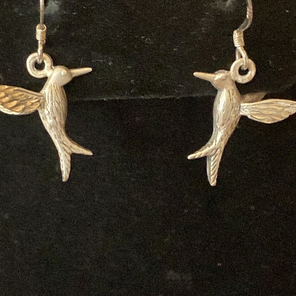 Vintage Sterling Silver Hummingbird Earrings - Picture 2 of 5
